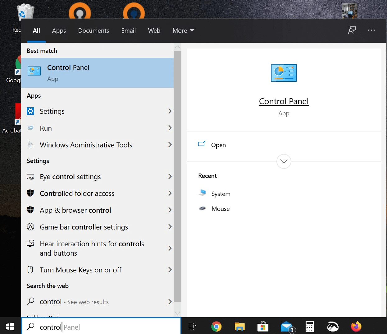 Funzione di ricerca nella barra delle applicazioni di Windows 10