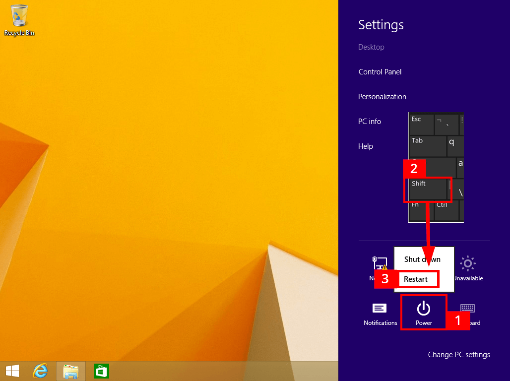 Avvio in modalità provvisoria con la Charm Bar di Windows 8