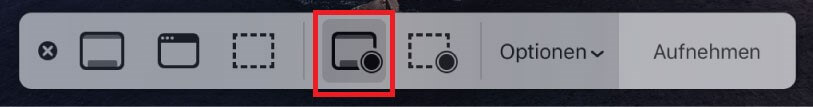Il simbolo per la registrazione dell’intero schermo del Mac