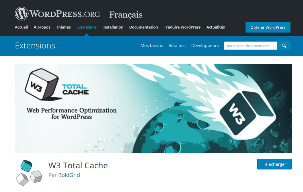 Il plug-in di caching W3 Total Cache è disponibile su WordPress.org