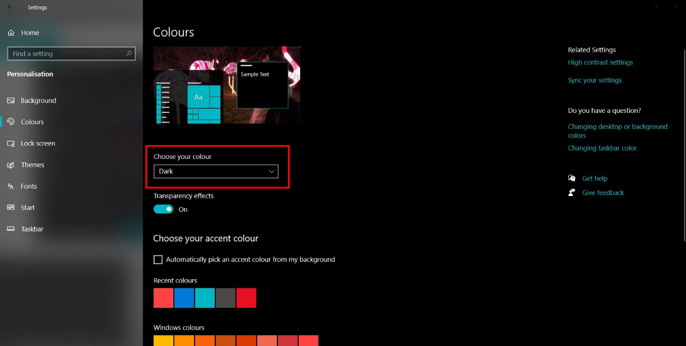 Windows 10: attivare la dark mode