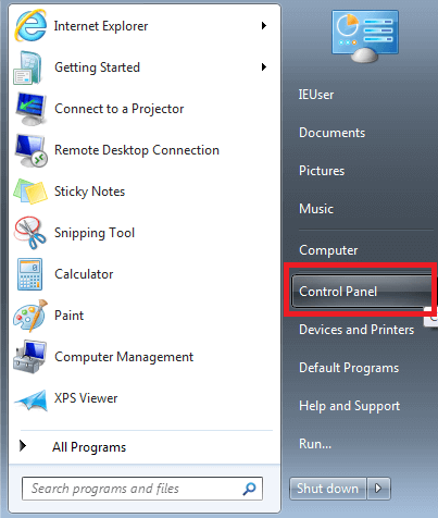 Windows 7: menu Start
