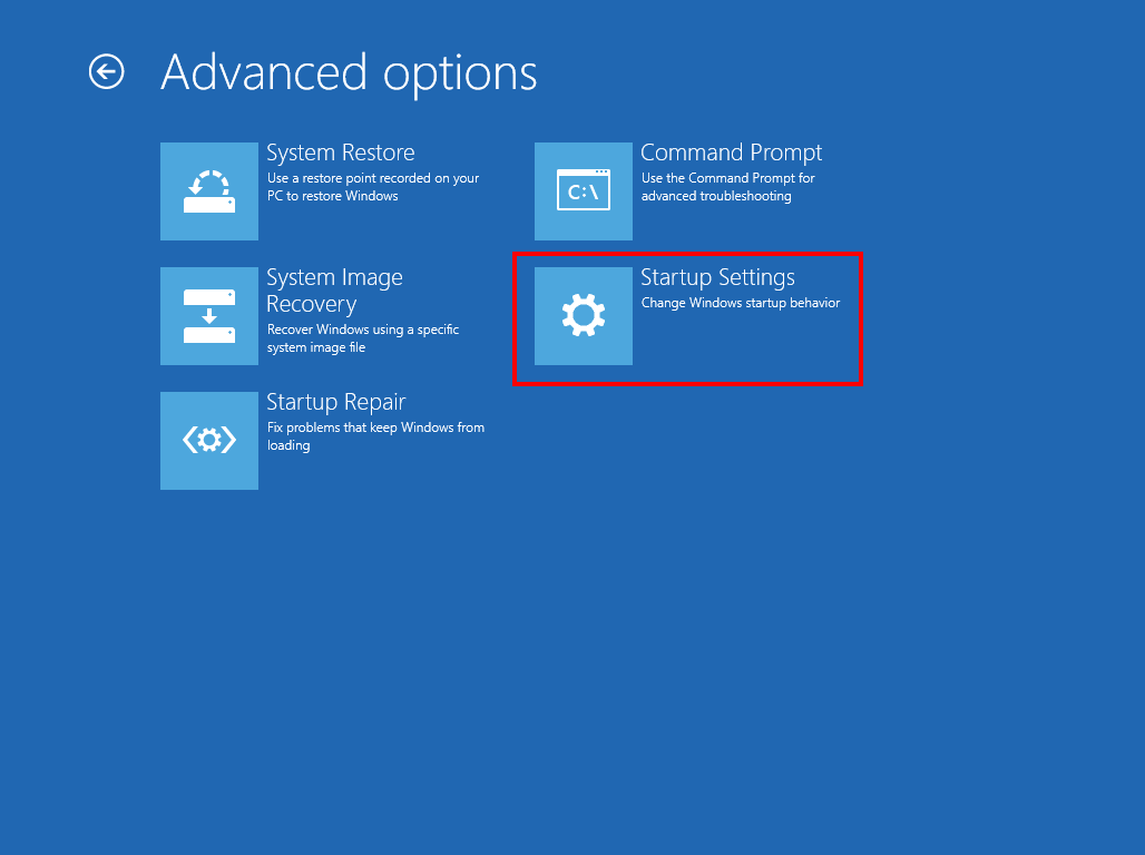 Modalità di ripristino di Windows 8: Opzioni avanzate con impostazioni standard