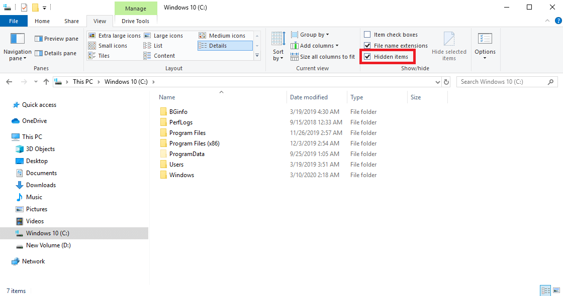 Visualizzare i file e le cartelle nascosti in Windows 10 