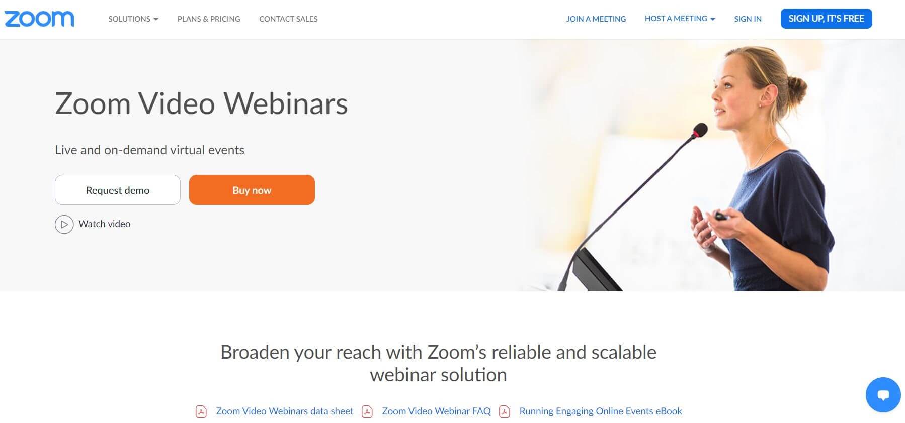 Homepage di Webinar video Zoom