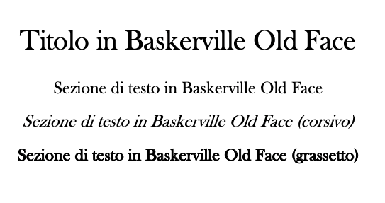 Esempi di testo per il font Baskerville