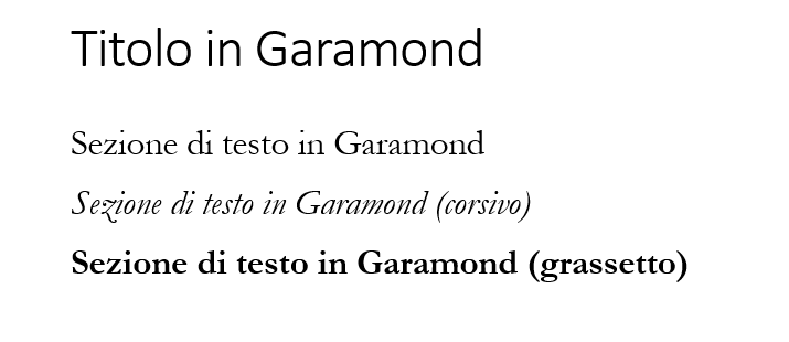 Esempi di testo per il font Garamond