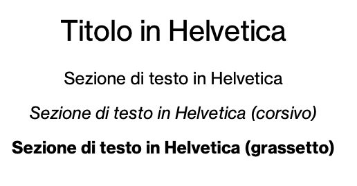 Esempi di testo per il font Helvetica