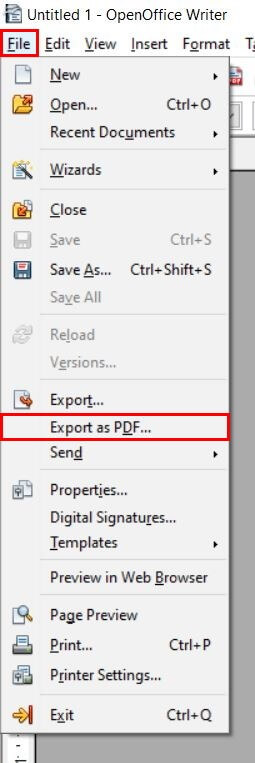 OpenOffice Writer: convertire i file ODT in PDF