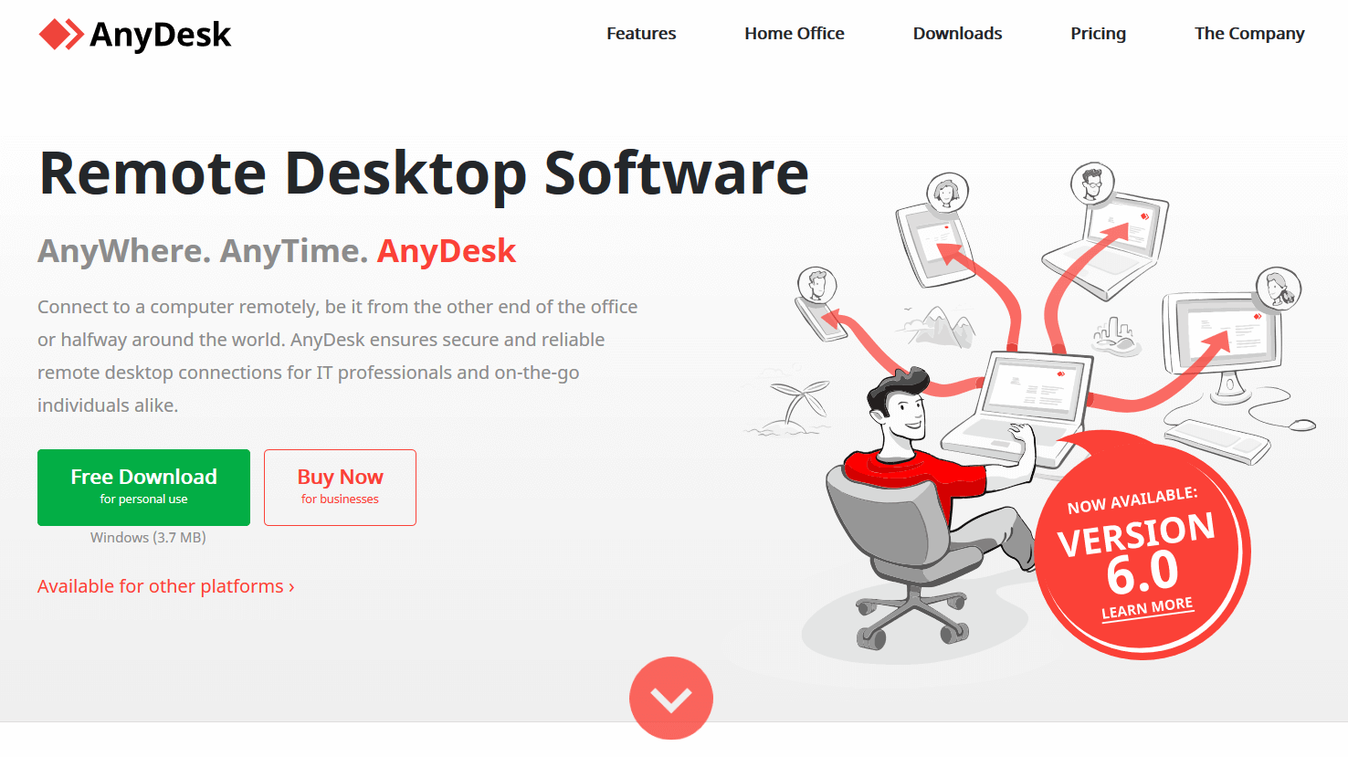 Homepage di AnyDesk