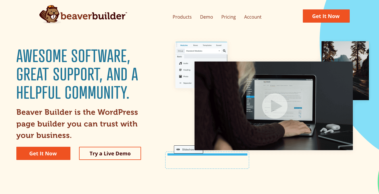 Pagina iniziale del sito web di Beaver Builder