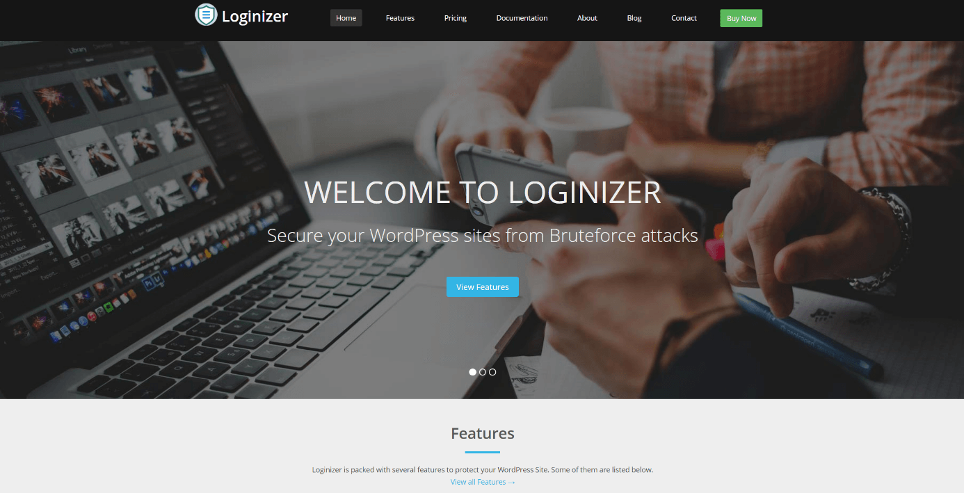 Screenshot del sito di Loginizer