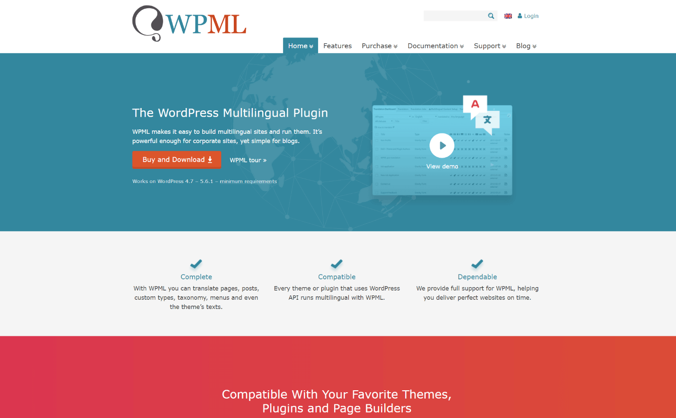 Screenshot del sito del plugin per WordPress WPML