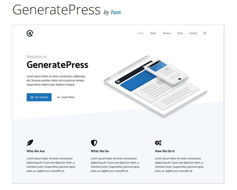 Anteprima del tema WordPress GeneratePress su WordPress.org