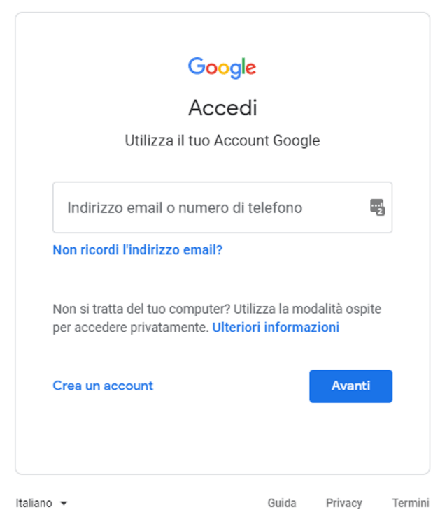 Accesso all’account Google