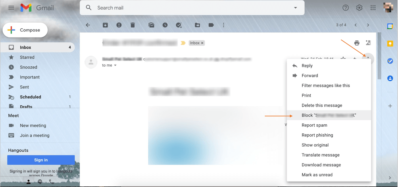 Gmail: icona con i tre punti nel menu della posta in arrivo