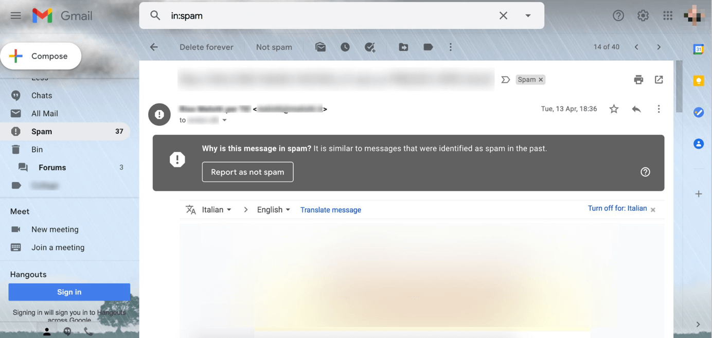 Gmail: avviso all’apertura di un messaggio di posta bloccato