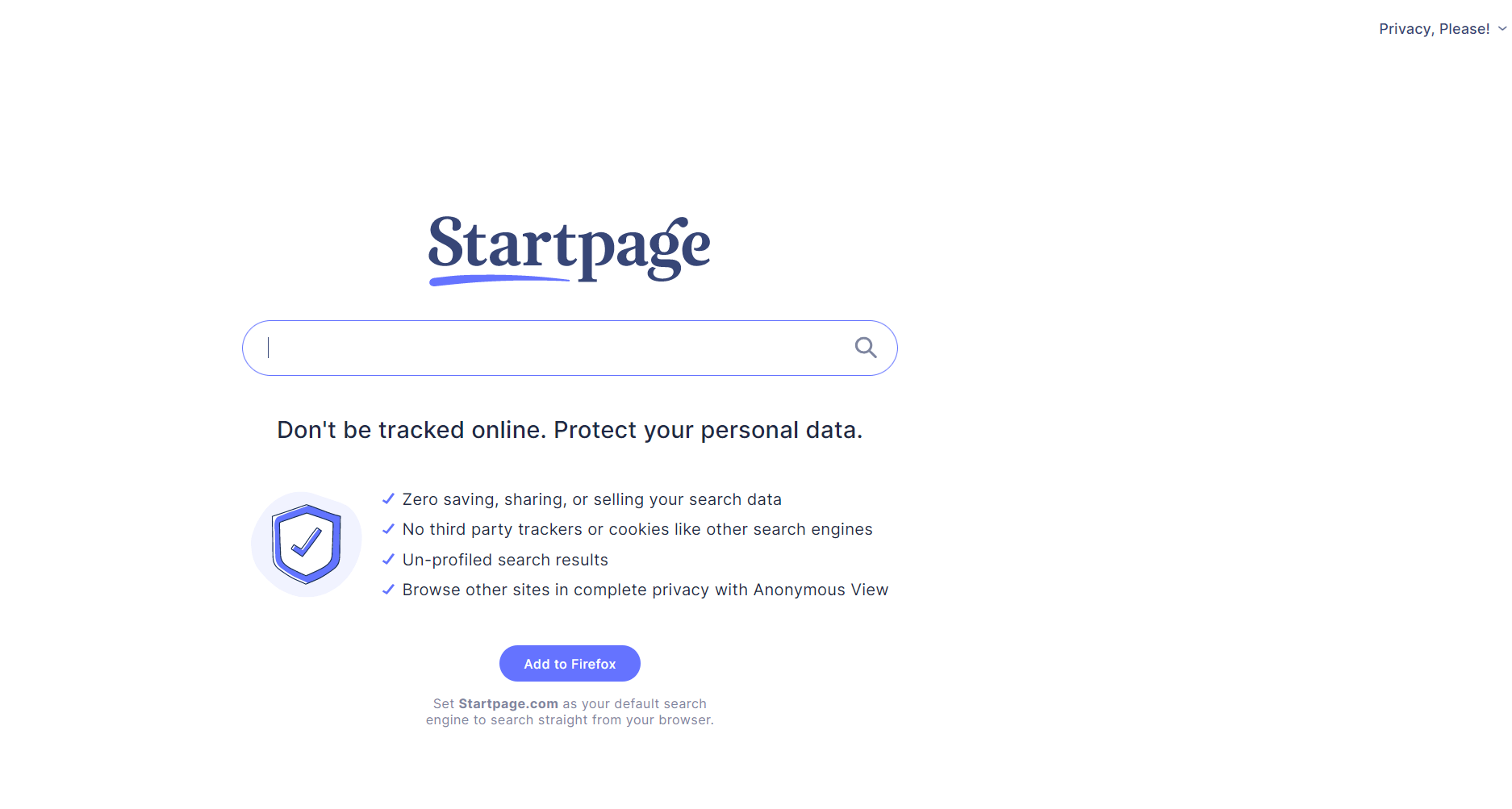 Pagina iniziale di Startpage
