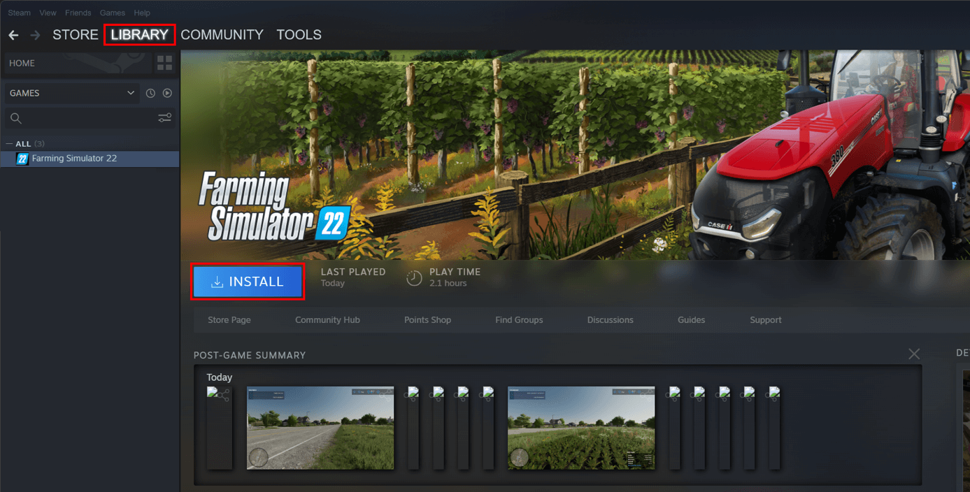 Installazione di Farming Simulator 22 tramite la piattaforma Steam