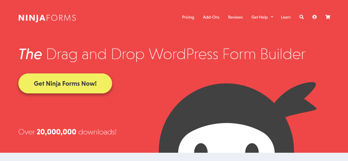 Homepage del plugin di WordPress Ninja Forms