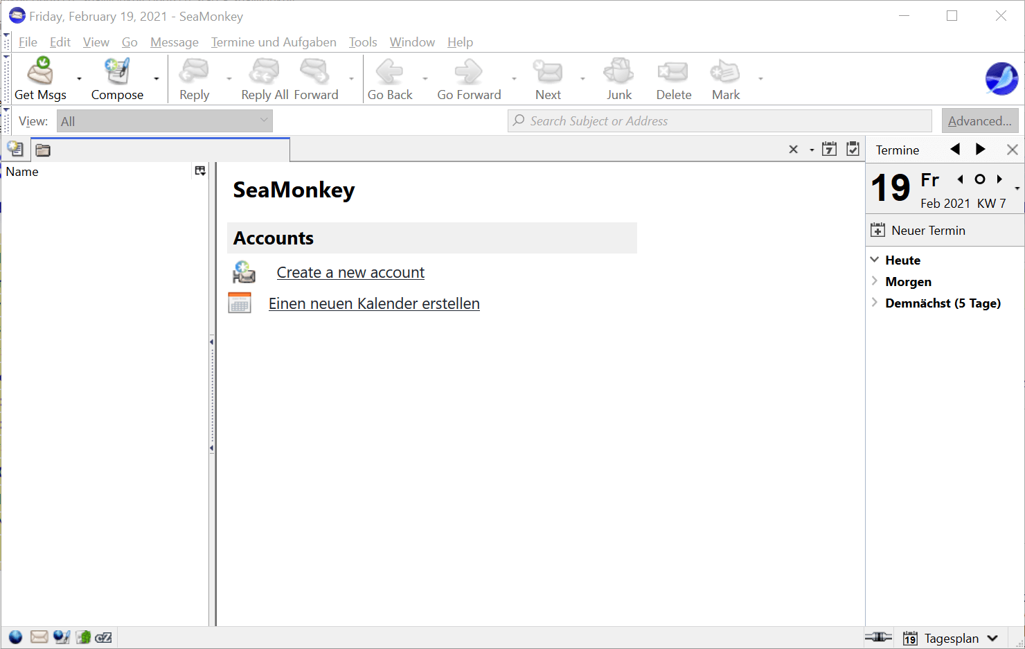Schermata dell’interfaccia del client di posta elettronica SeaMonkey