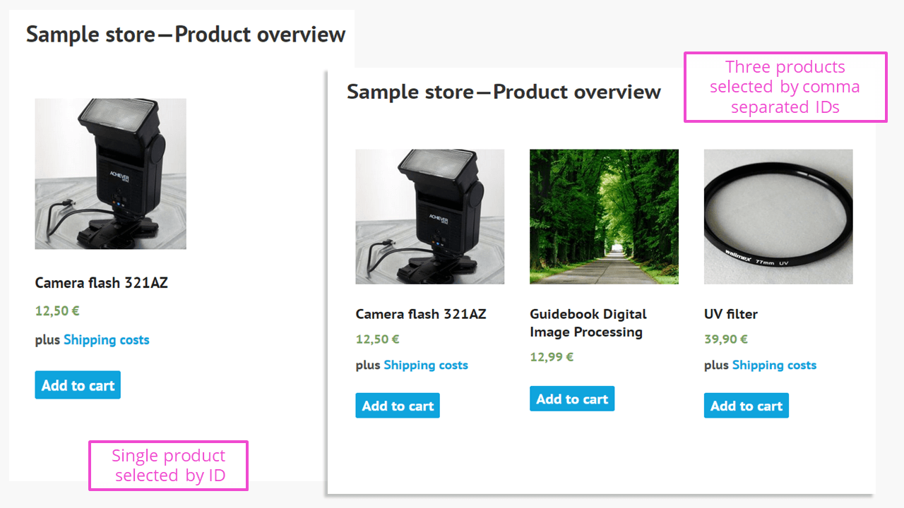 Shortcode di WooCommerce: prodotti rappresentati tramite i rispettivi ID