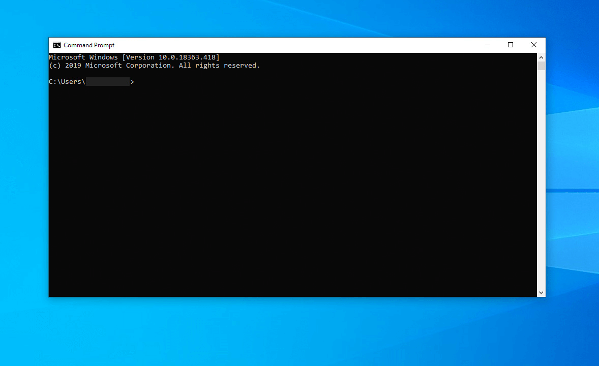 Screenshot del prompt dei comandi di Windows