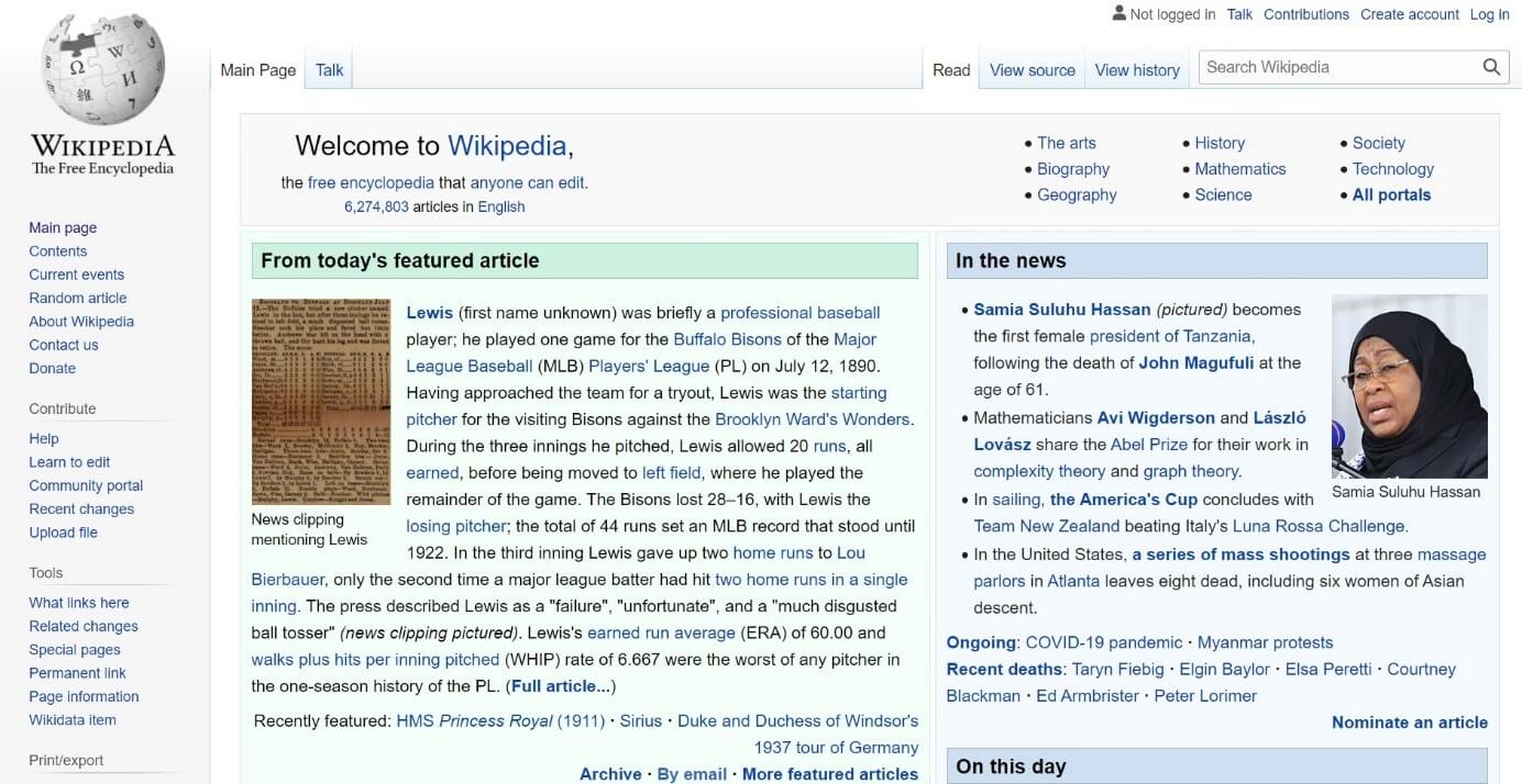 Homepage italiana di Wikipedia