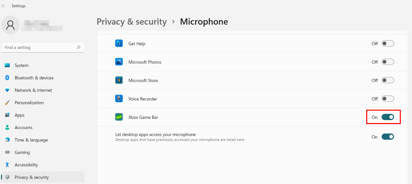 Impostazioni della privacy di Windows 11: microfono