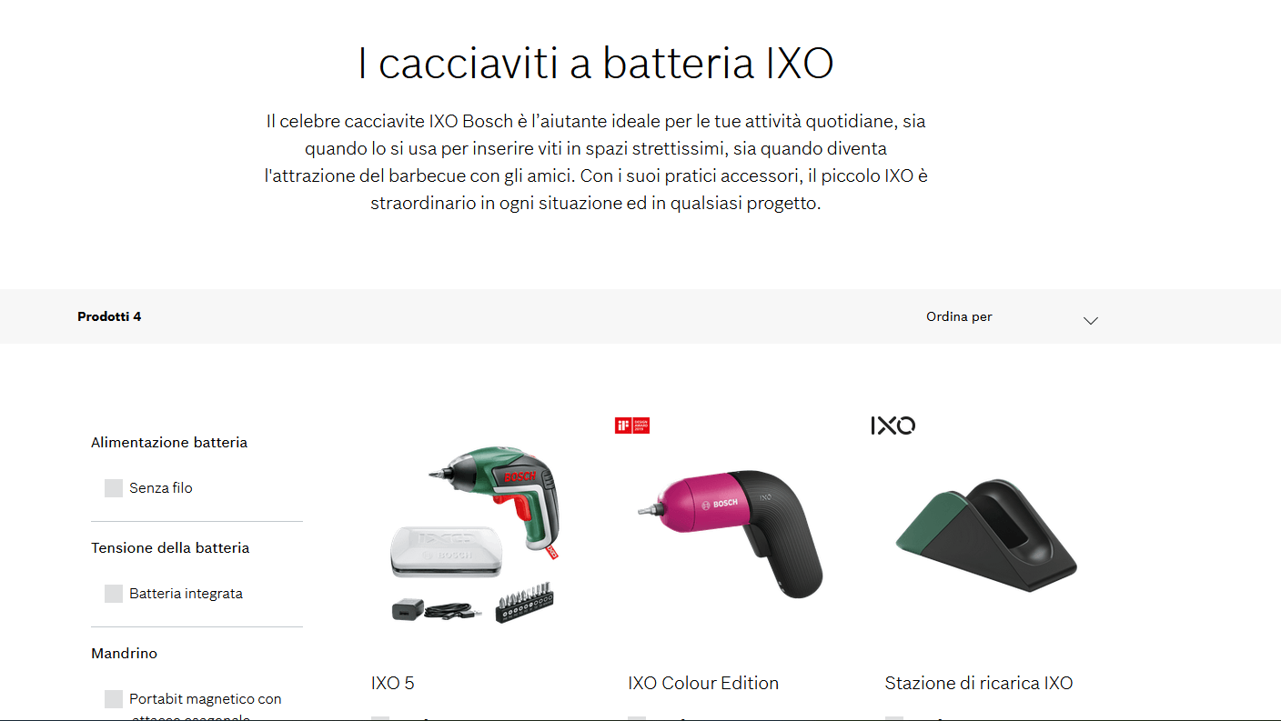 Il cacciavite a batteria IXO nell’online shop di Bosch