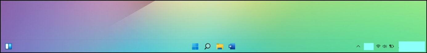 La barra delle applicazioni di Windows 11 completamente trasparente