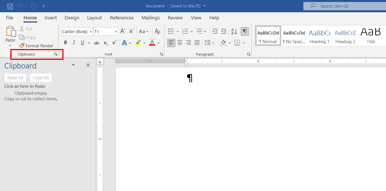 Pulsante Appunti in Microsoft Word