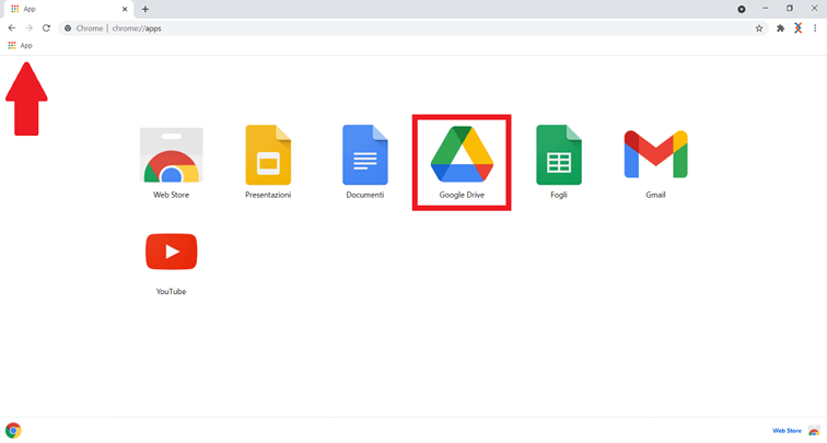 Google Drive nella panoramica App Chrome
