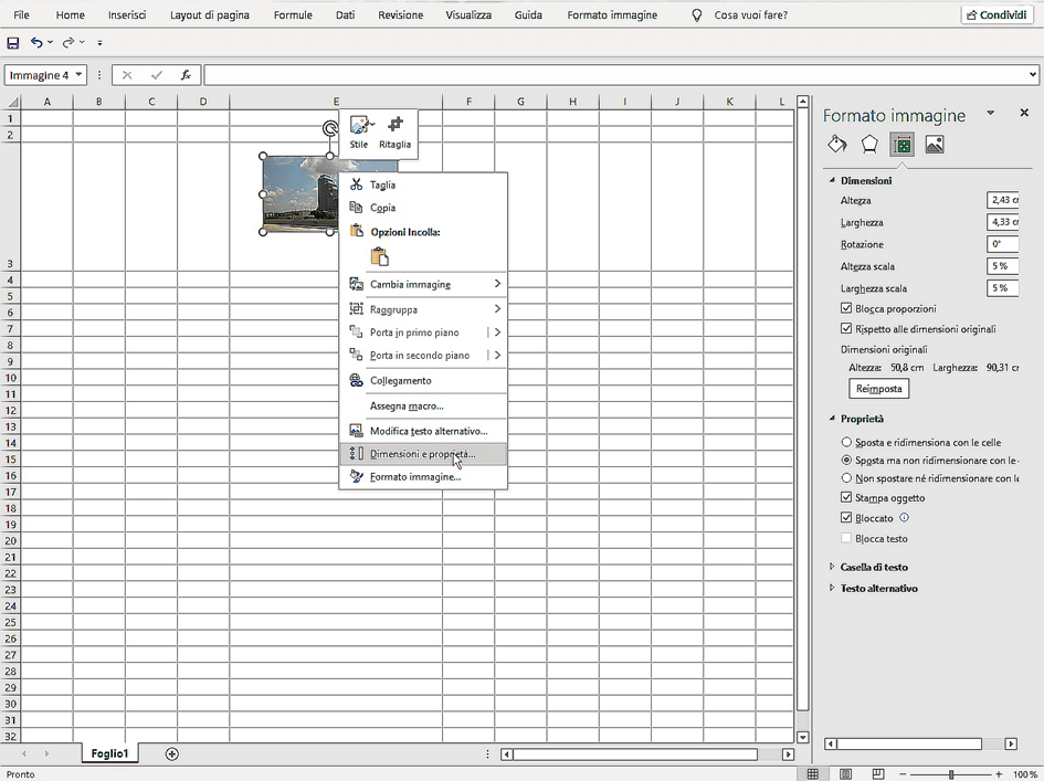 Fissare l’immagine in Excel affinché non si sposti