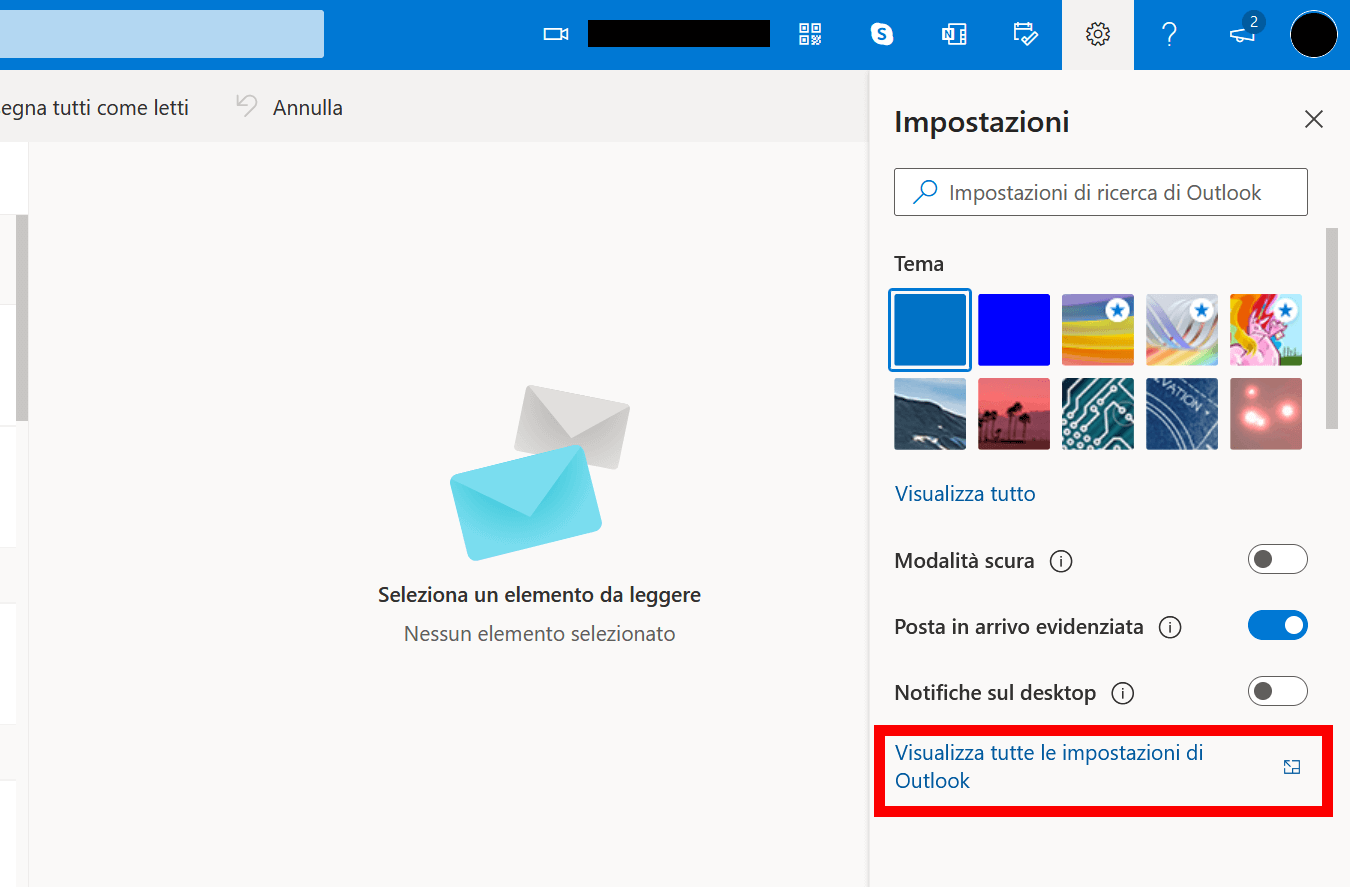 Impostazioni di Outlook.com