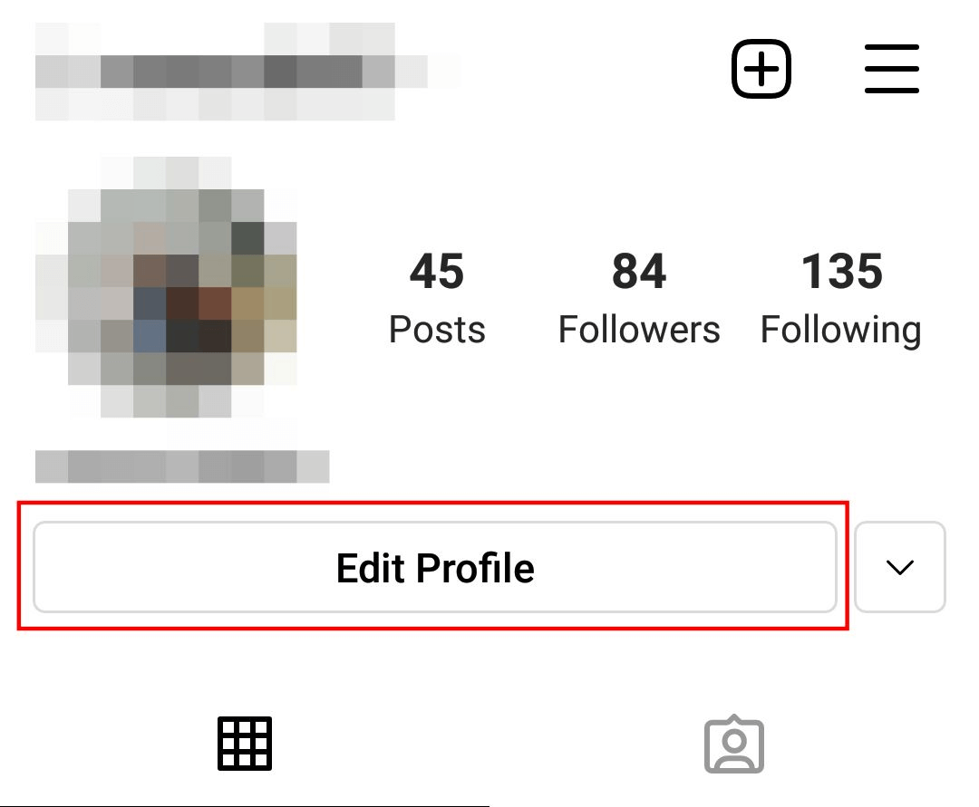 Profilo di Instagram: pulsante “Modifica profilo”