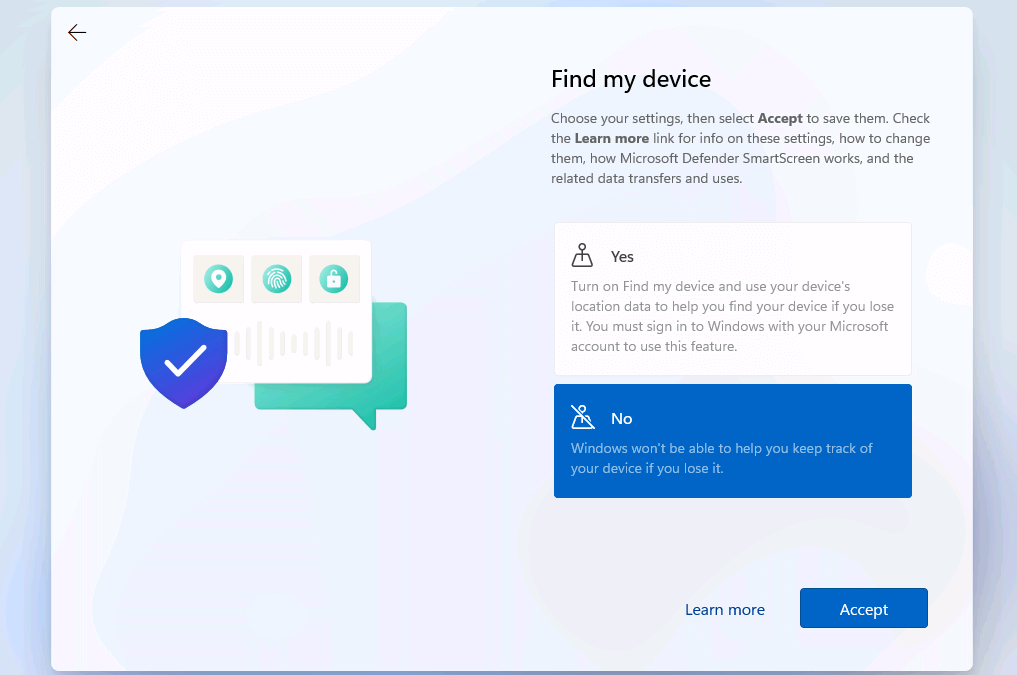 Installare Windows 11: opzione “Trova il mio dispositivo”