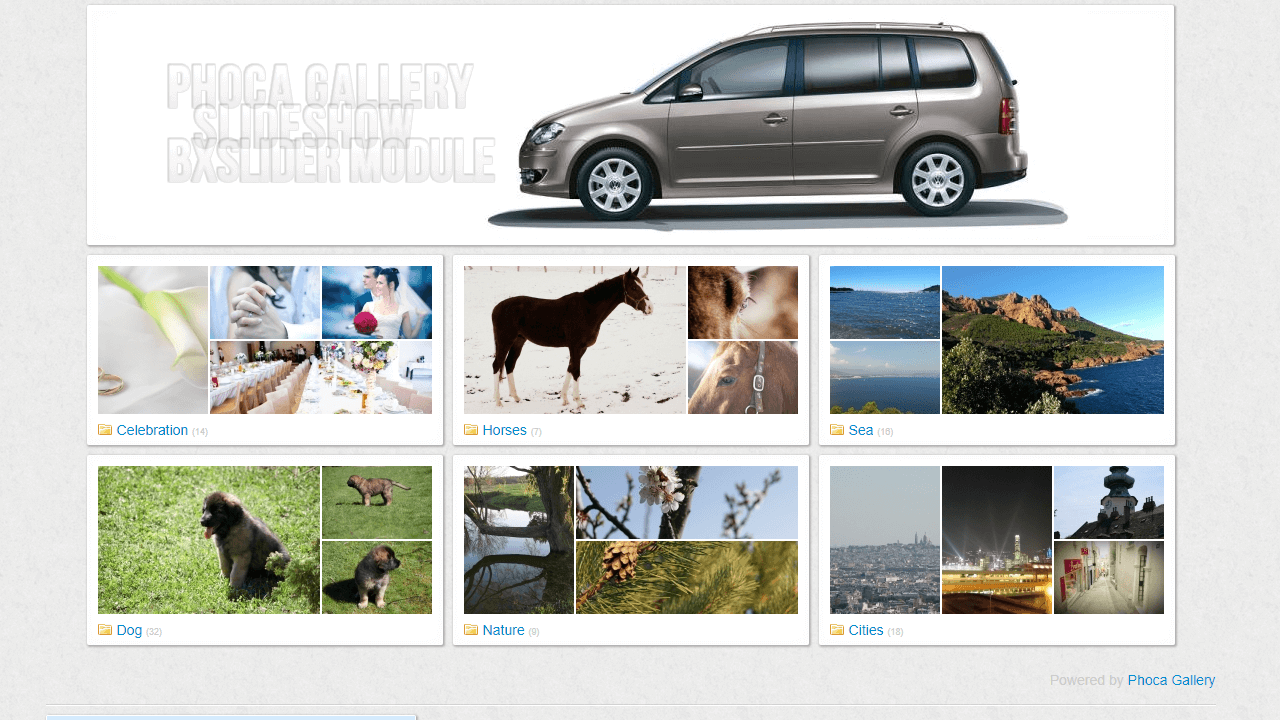 Esempi di visualizzazioni di gallerie di immagini create con Phoca Gallery