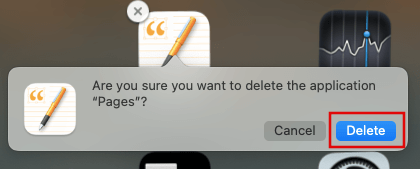 Finestra di dialogo per eliminare un’app su Mac