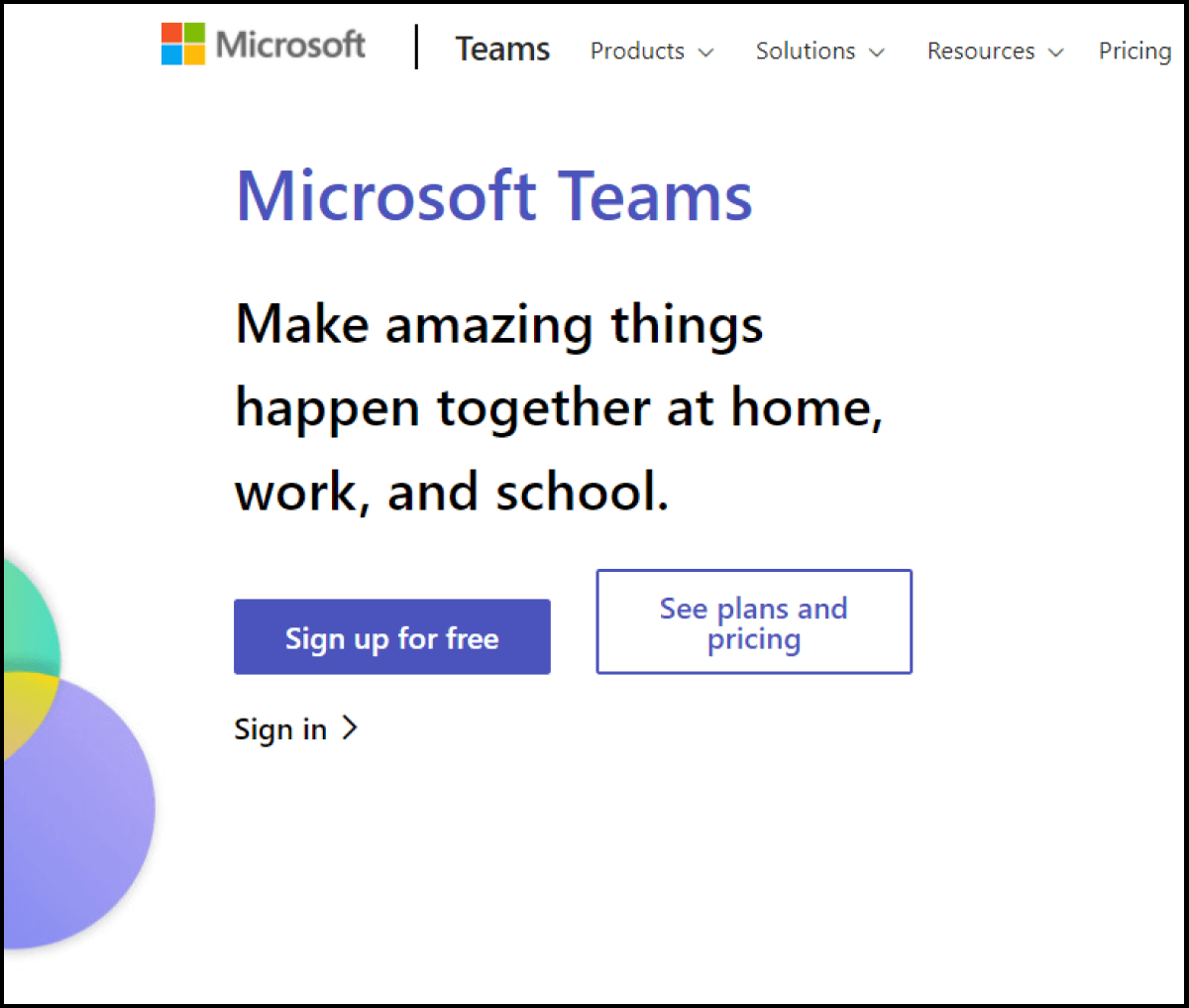 Pagina del sito di Microsoft per scaricare Microsoft Teams