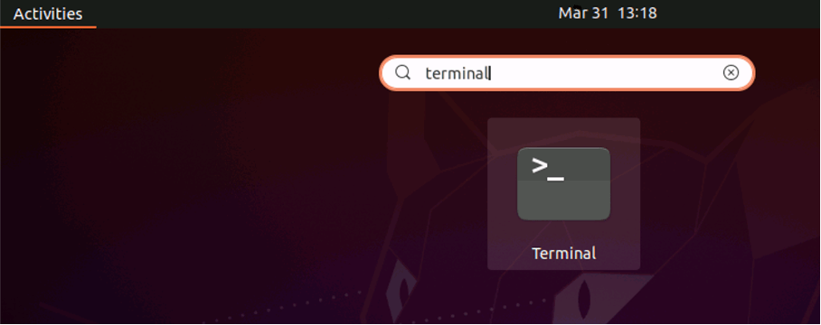 Ubuntu 20.04: ricerca del terminale tramite “Applicazioni”