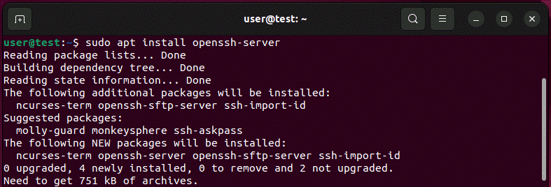 Installazione di SSH nel terminale di Ubuntu