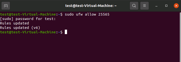 Apertura della porta (25565) su Ubuntu 20.04