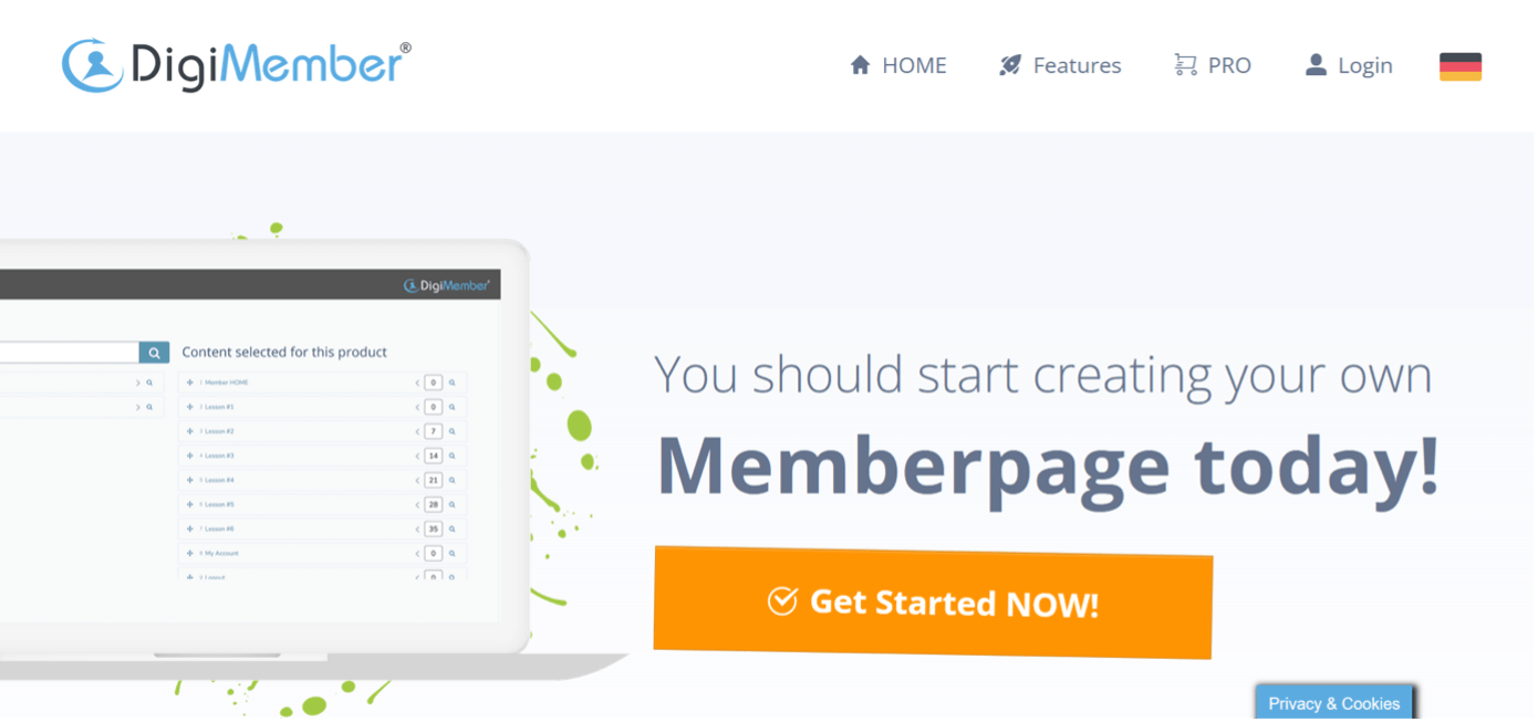 Screenshot del sito web del plugin WordPress, DigiMember