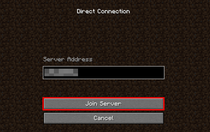 Screenshot di Minecraft: opzione “Accedi al server”