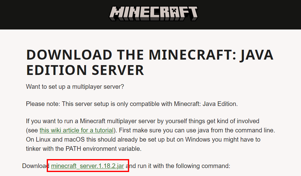Screenshot di minecraft.net