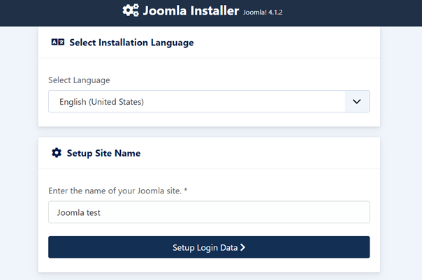 Installazione web di Joomla nel browser