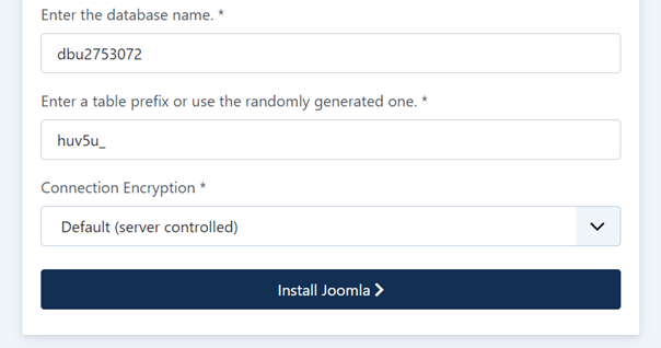 Configurare Joomla: collegamento al database