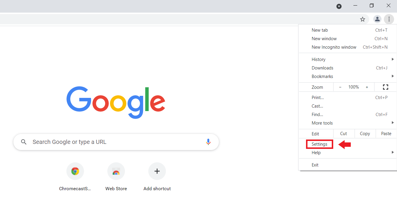 Nel browser Chrome, andate in alto a destra sul simbolo dei tre punti e fate clic su “Impostazioni”