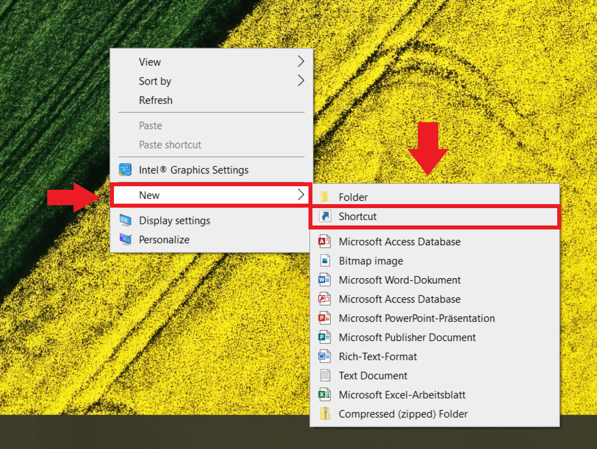 Impostare il collegamento sul desktop tramite il menu del tasto destro del mouse